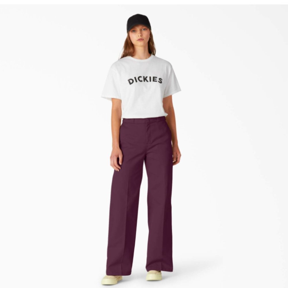 NWT DICKIES Women's Regular Fit Wide Leg Work Pants In Color Grape Wine